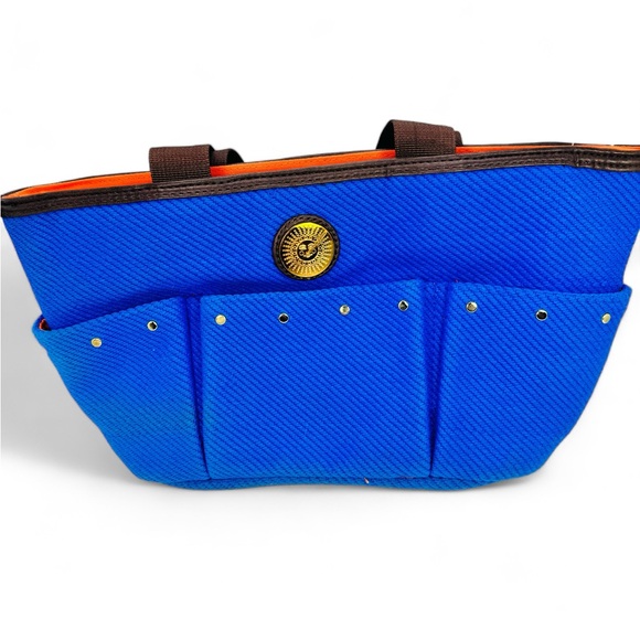 Bath & Body Works Handbags - Bath And Body Works Blue Canvas Tote Bag Orange Interior HAS SOME STAINS!READ!